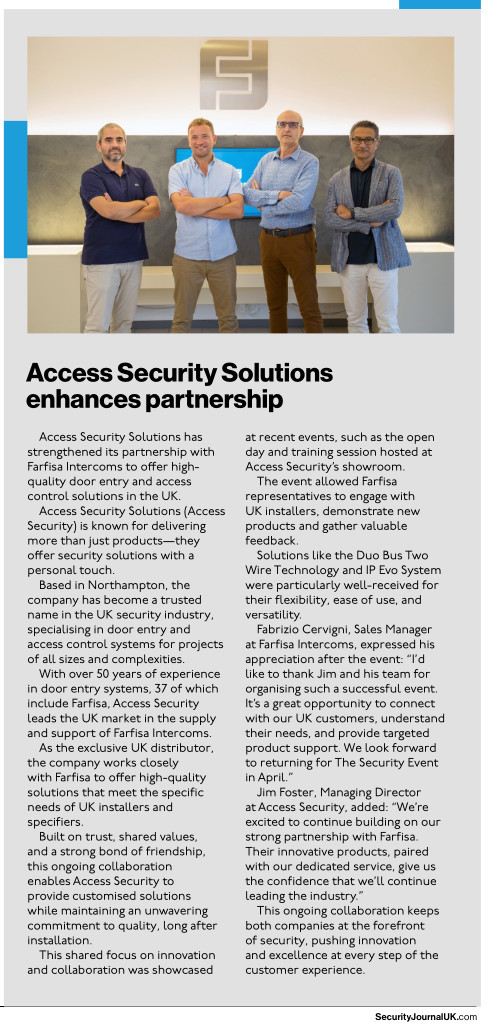 Access Security Solutions enhances partnership