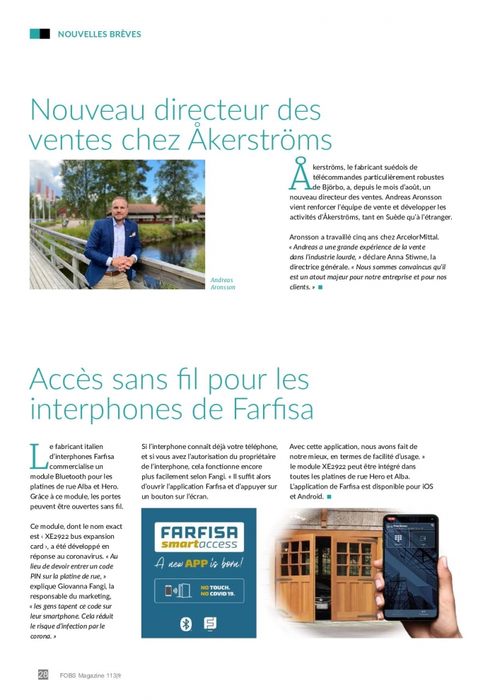 Accés sans fils pour les interphones Farfisa