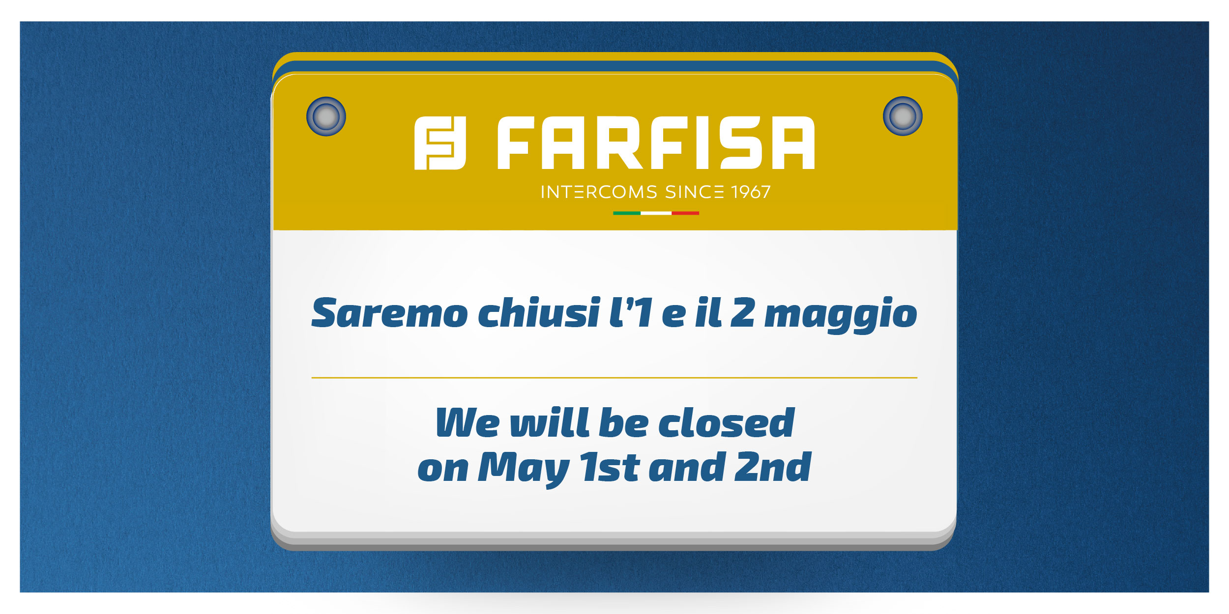 Chiusura 1 e 2 maggio