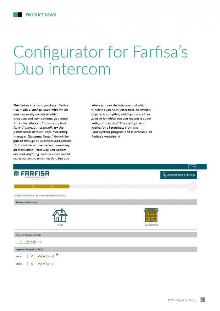 Configurator for Farfisa'Duo intercom