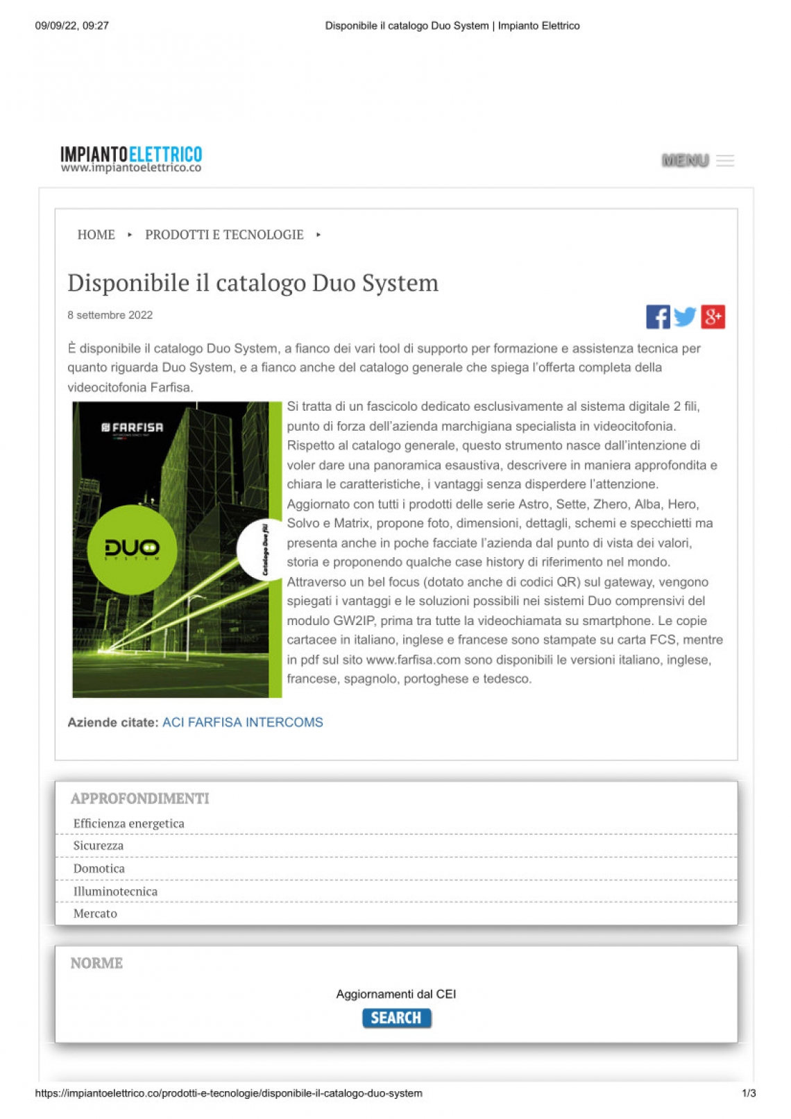 Disponibile il catalogo Duo System