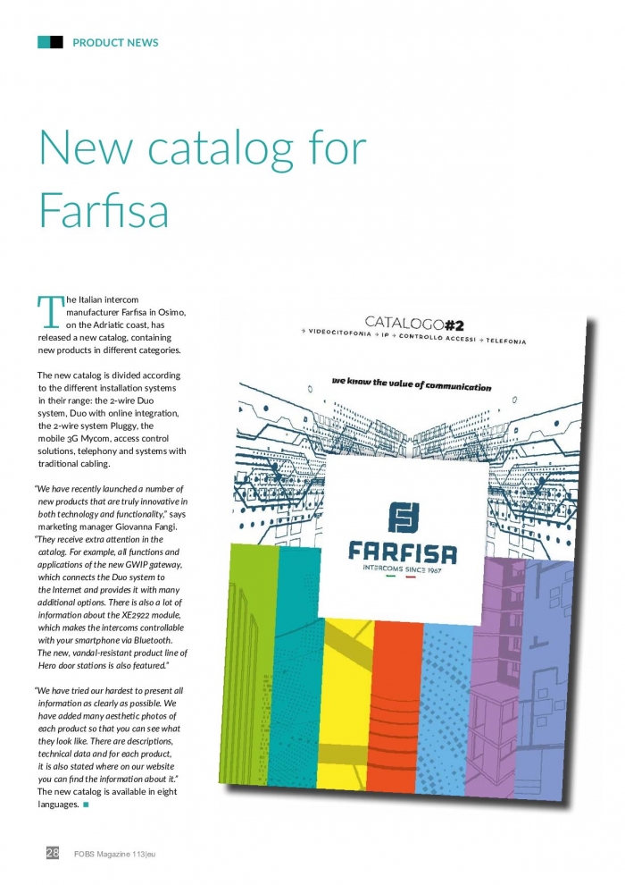 El nuevo catálogo de Farfisa