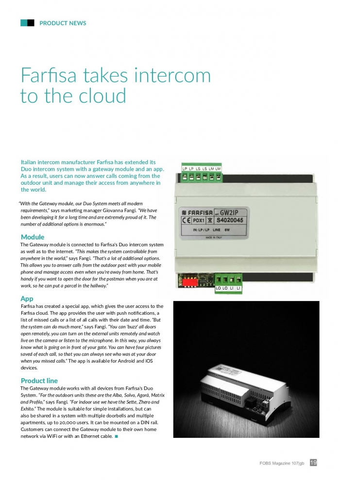 Farfisa takes intercom to the cloud
