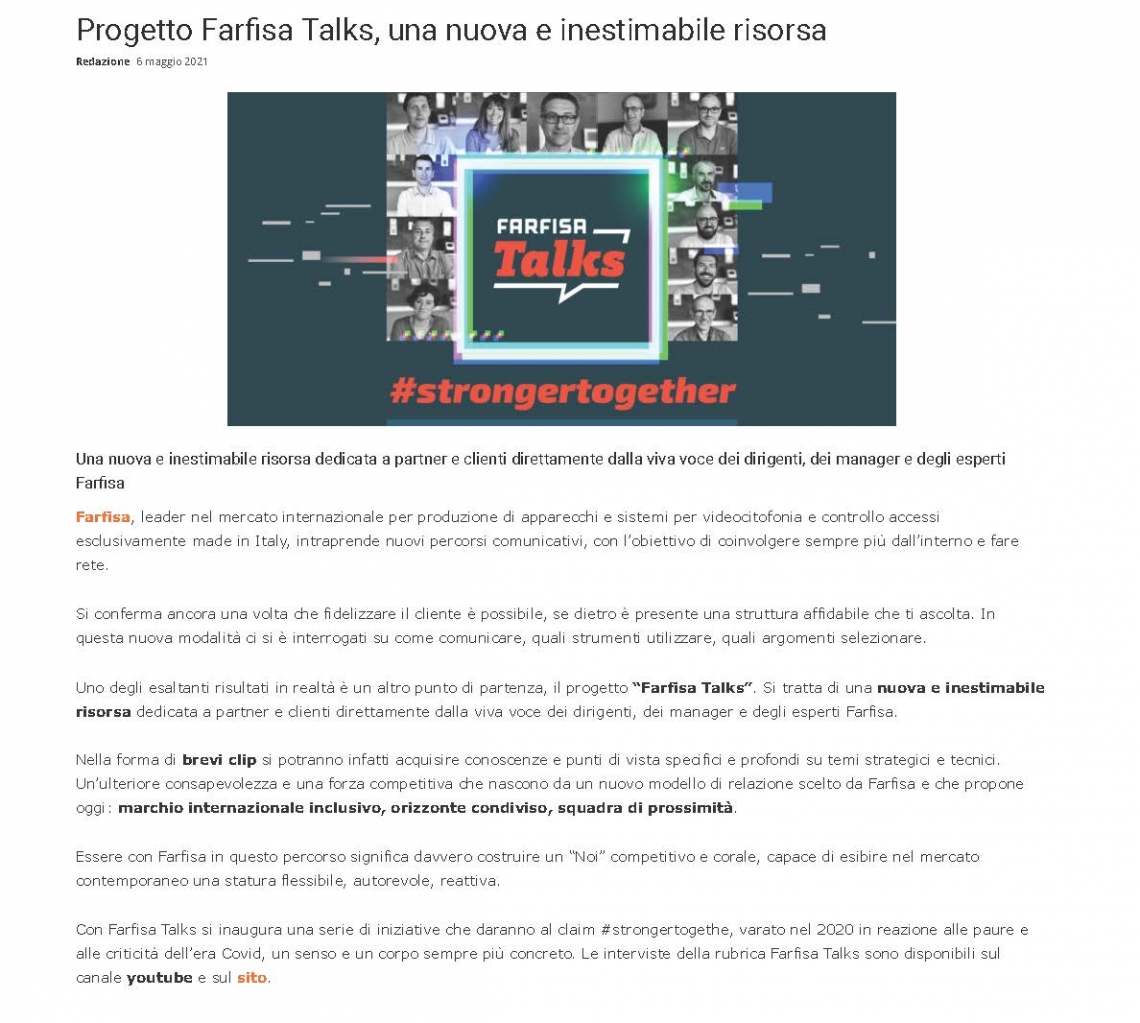 Farfisa Talks, una nuova e inestimabile risorsa