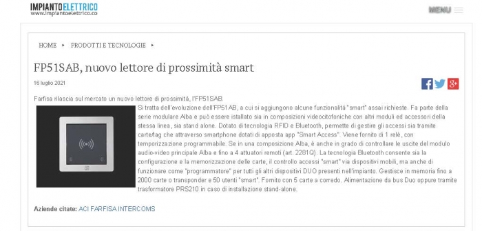 FP51SAB, nuovo lettore di prossimità smart