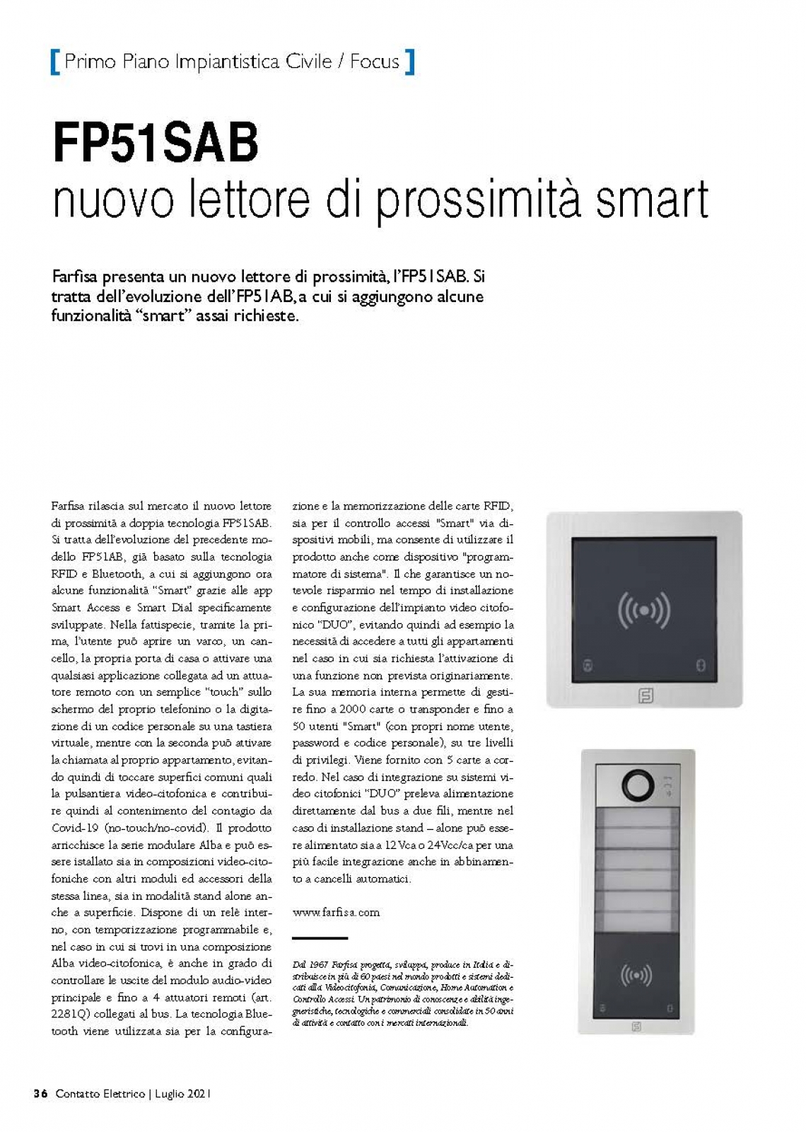 FP51SAB Nuovo lettore di prossimità smart
