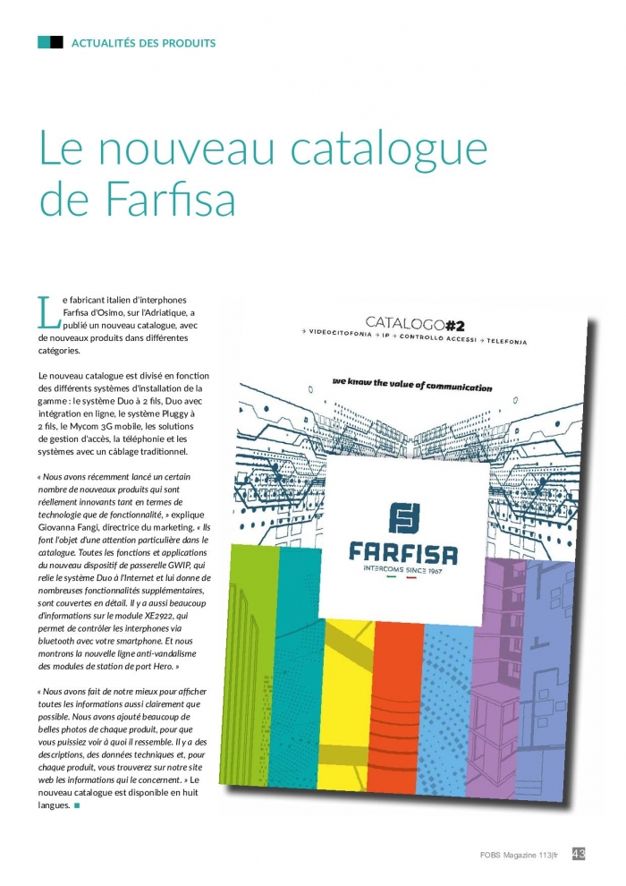 Le nouveau catalogue de Farfisa
