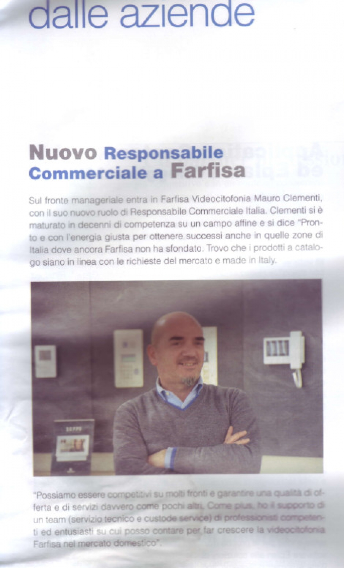 Nuovo responsabile commerciale a Farfisa