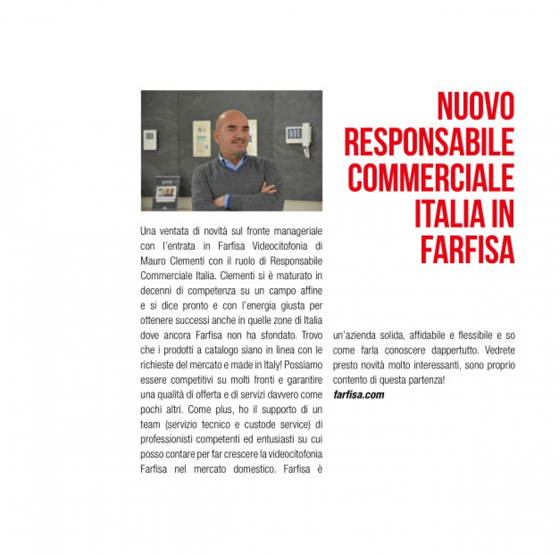 Nuovo responsabile commerciale Italia in Farfisa