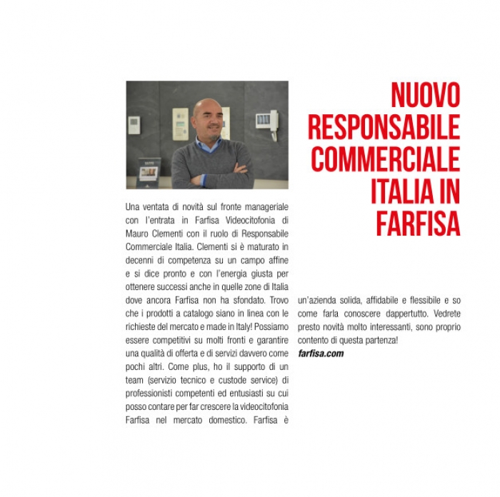 Nuovo responsabile commerciale Italia in Farfisa