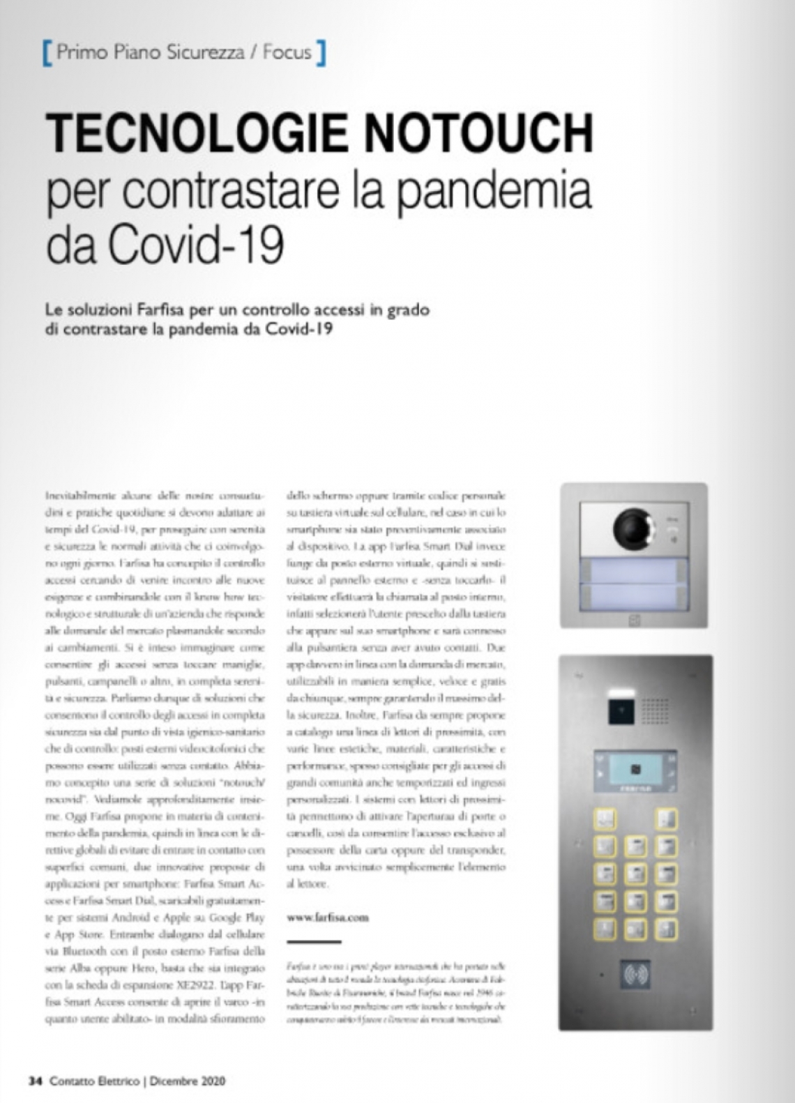 Tecnologie Notouch per contrastare la pandemia da Covid-19